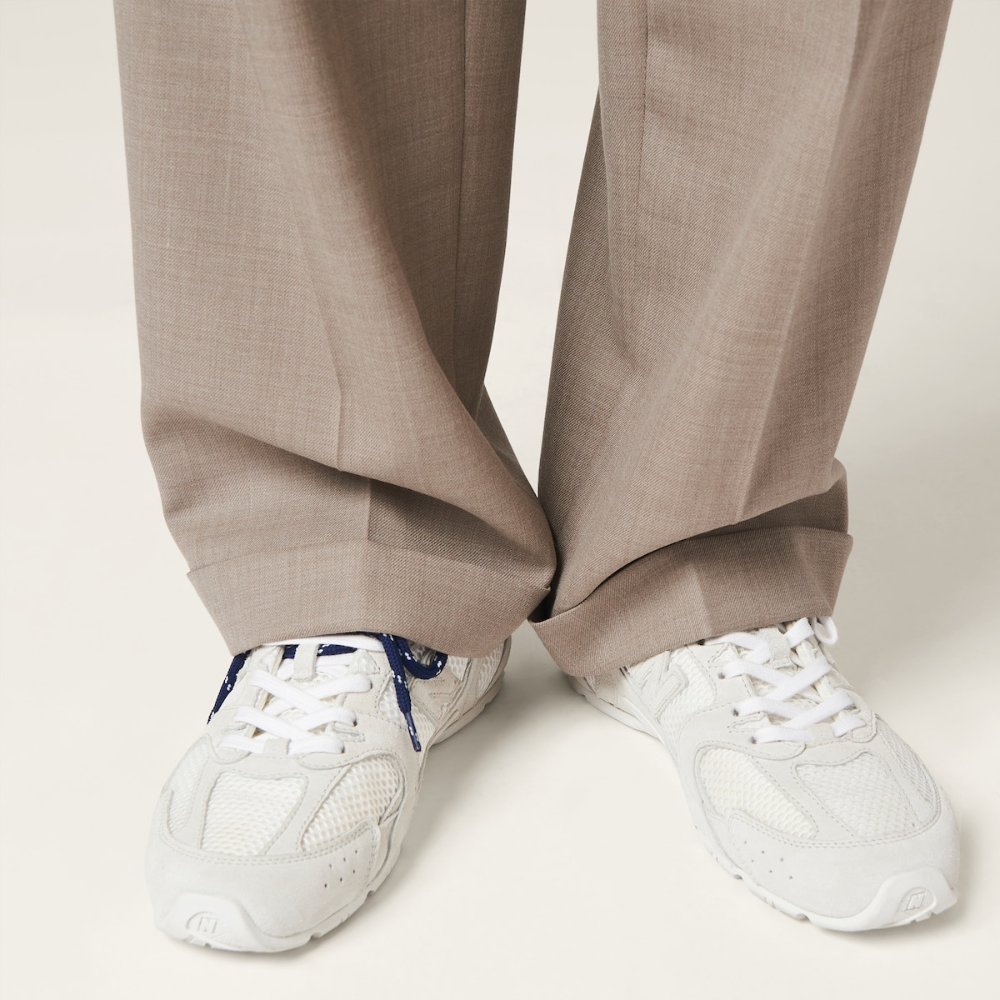 NB x Miu Miu 530 SL White suede and mesh sneakers Women