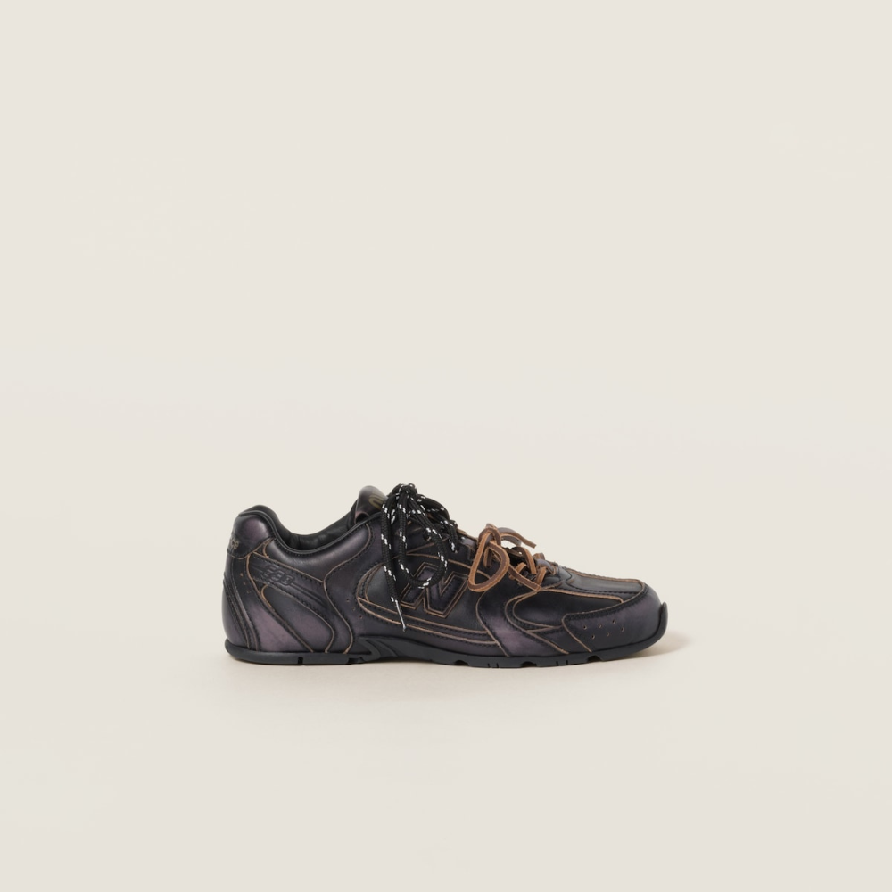 NB x Miu Miu 530 SL Black Leather Sneakers Women