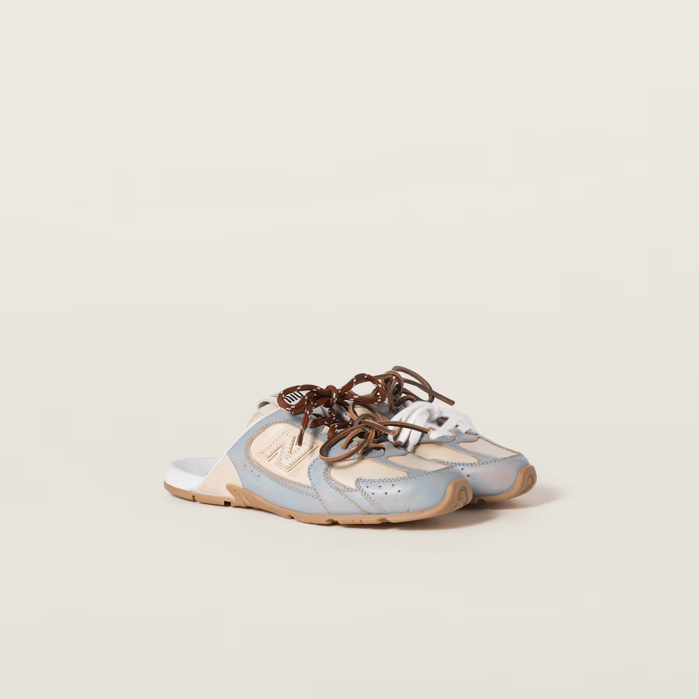 530 SL Mules – Bleached Leather & Gum Sole Sky Blue Travertine Gray Edition Women