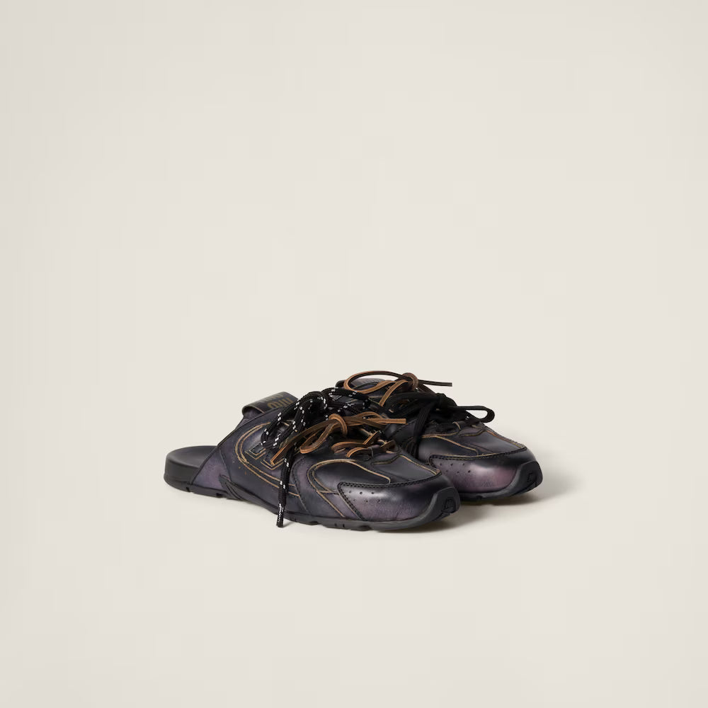 530 SL Mules – Bleached Leather & Gum Sole Black Edition Women