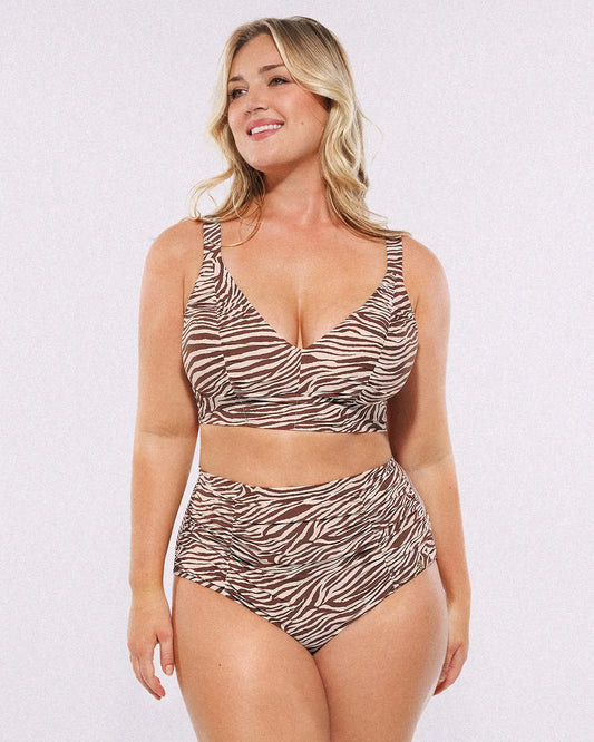 Smart Sculpt™ Ruched V-Neck Bikini Top & High-Waisted Bottom Set