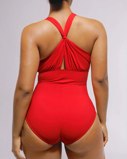 Smart Sculpt™ Ruched Twist-Front Shaping Swimsuit