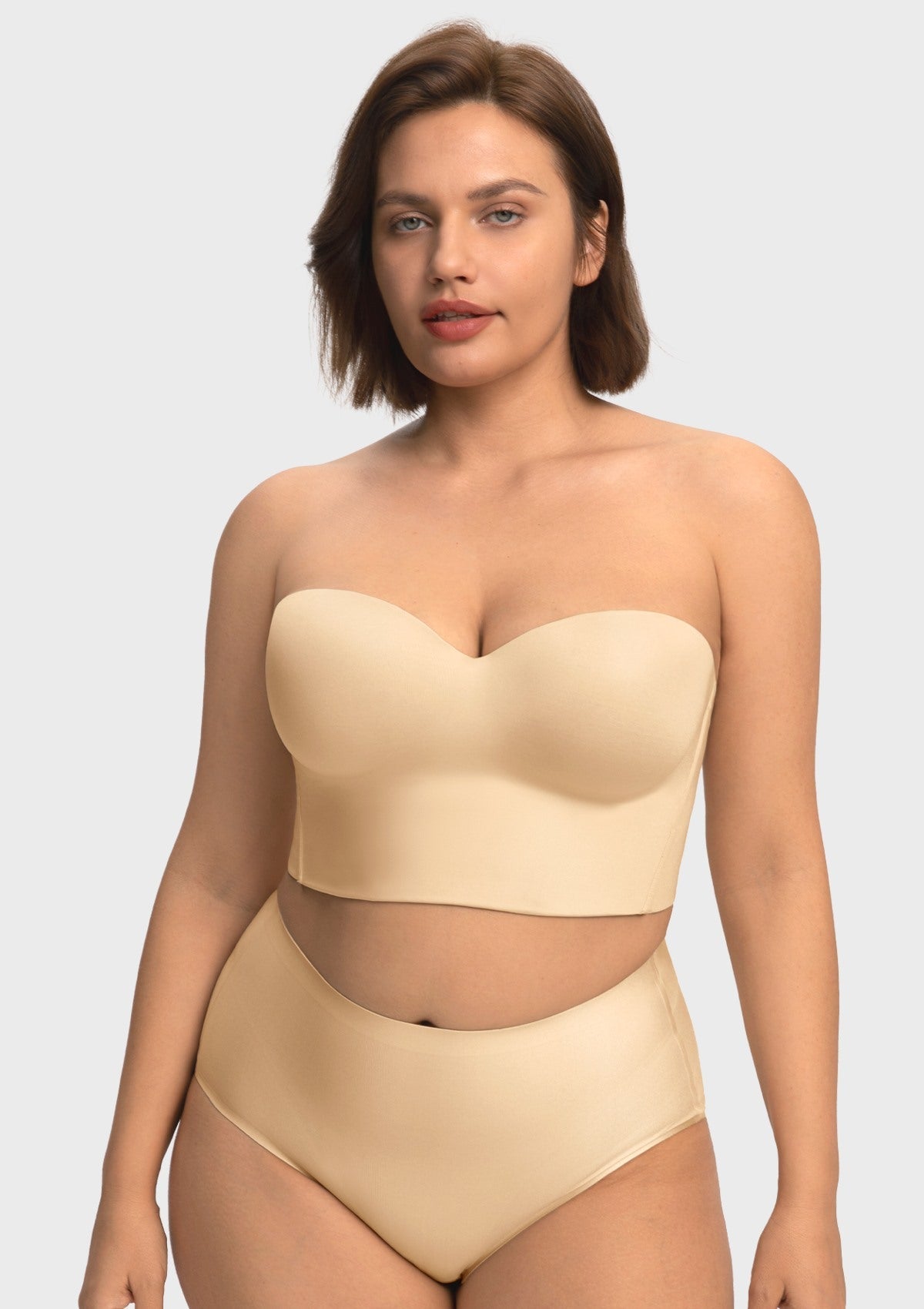 Smooth Satin Longline Strapless Corset Bra