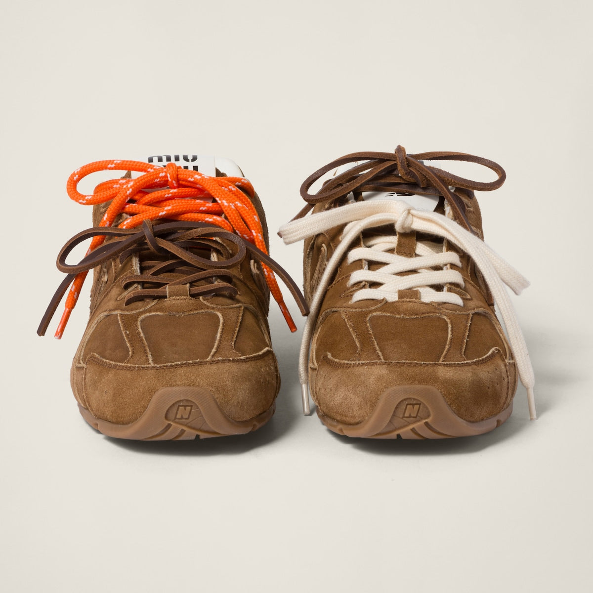 NB (WMNS) x Miu Miu 530 SL Suede and Mesh Sneakers Orange Laces Women
